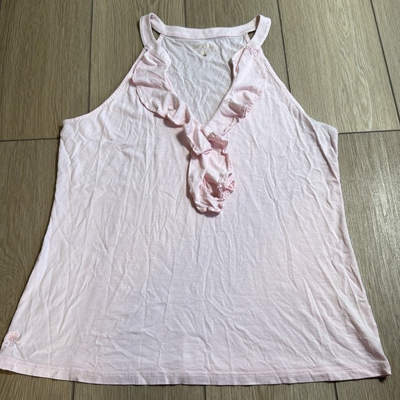 Lilly Pulitzer Light Pink Ruffle Tank Top Size L Preppy Business Casual Summer - Picture 2 of 7